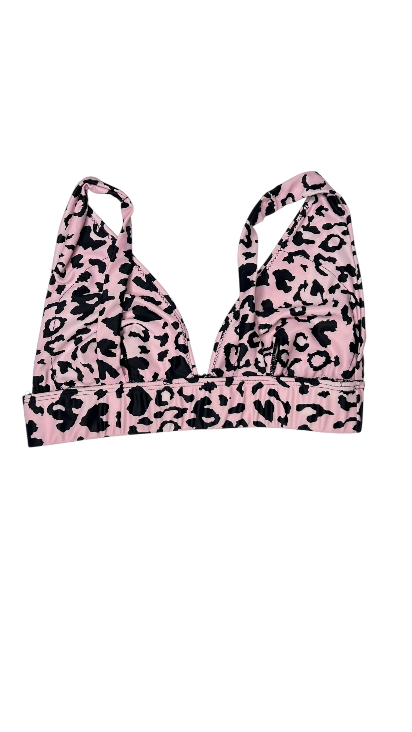 Pink Leopard-Print Triangle Sports Bra / Bralette – Size Small / Medium