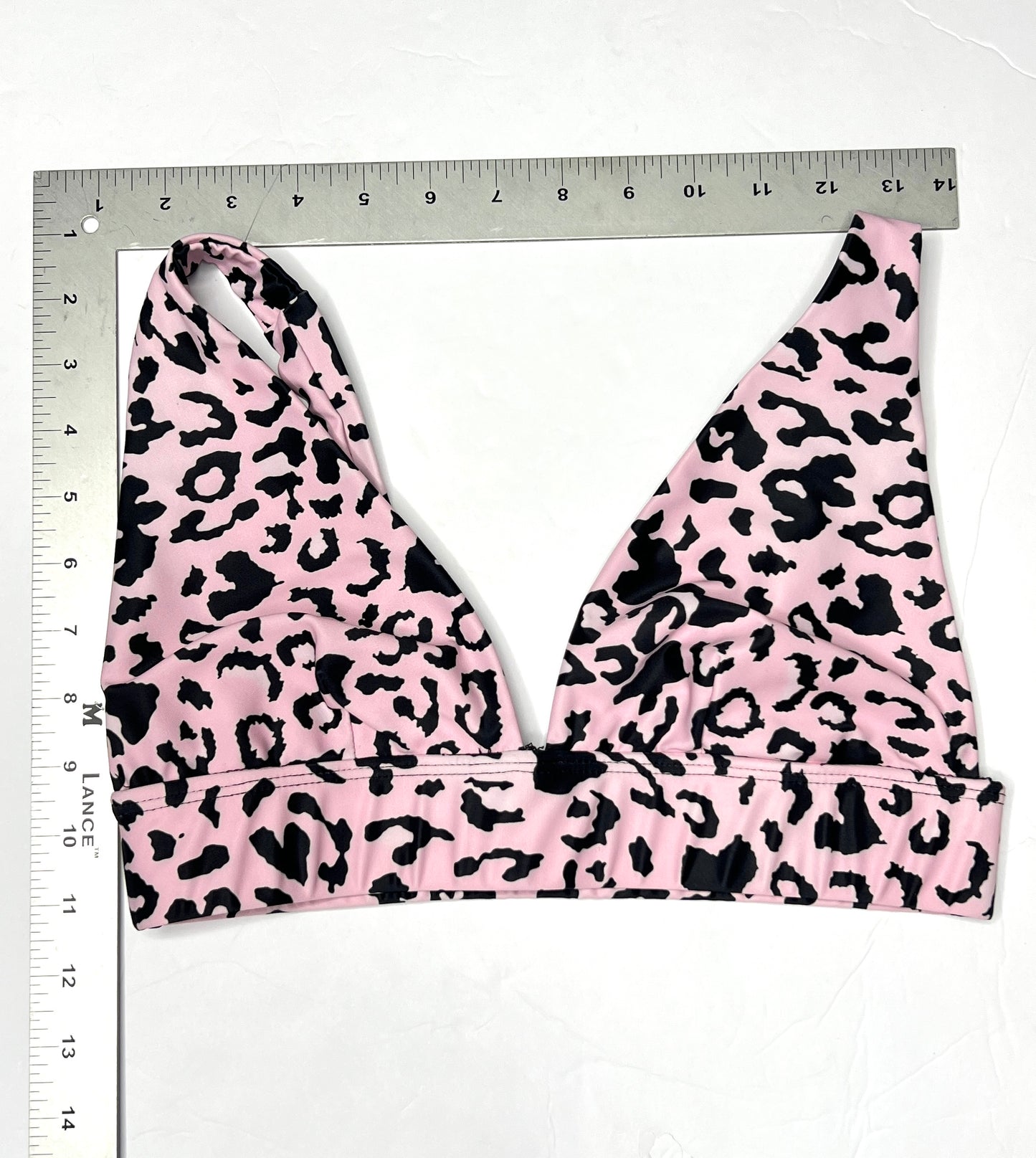Pink Leopard-Print Triangle Sports Bra / Bralette – Size Small / Medium