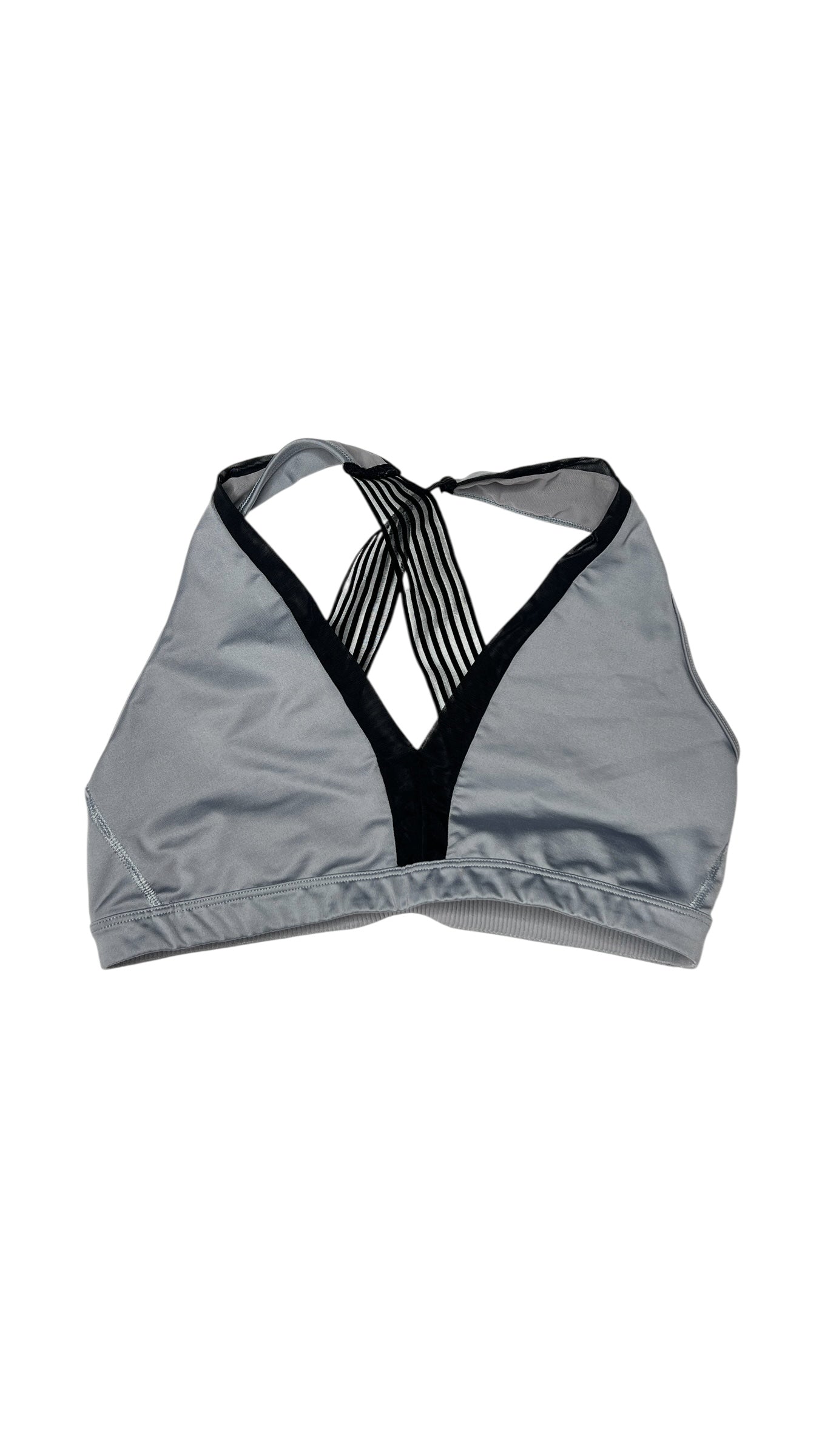 Gray & Black Mesh Strap Sports Bra – Size Medium