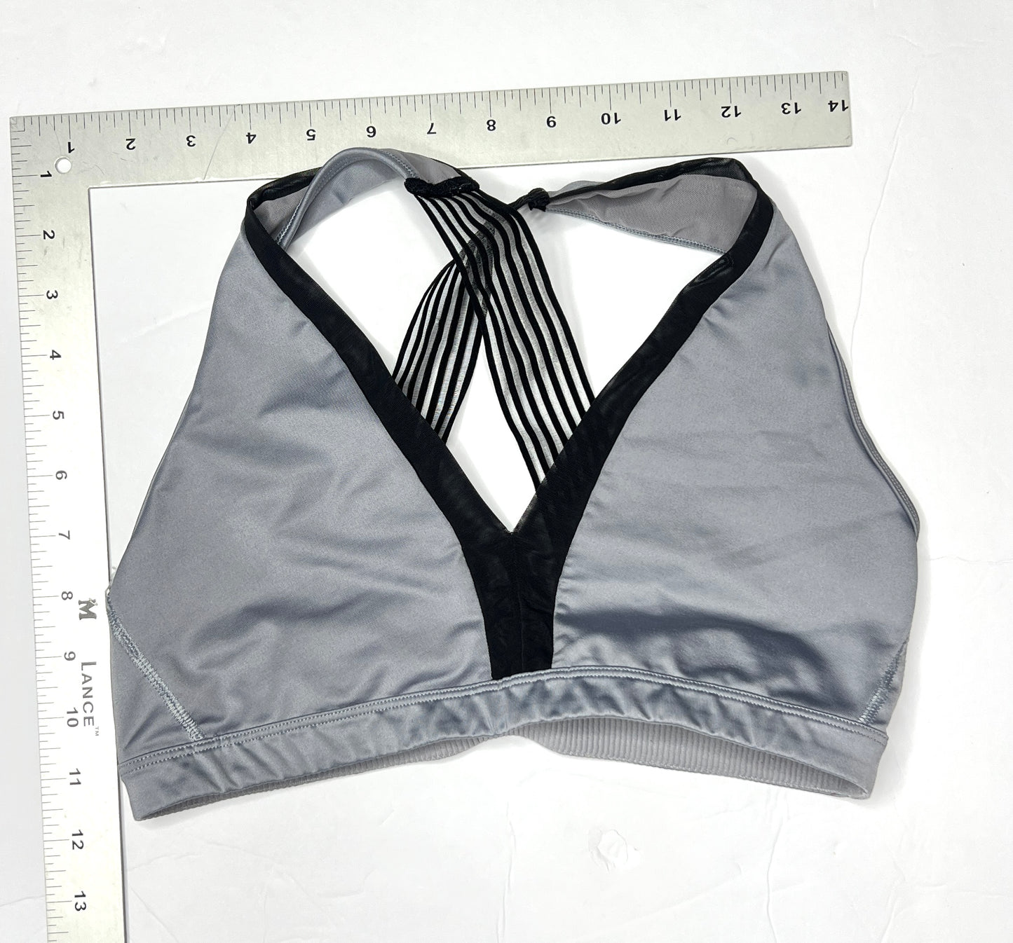 Gray & Black Mesh Strap Sports Bra – Size Medium