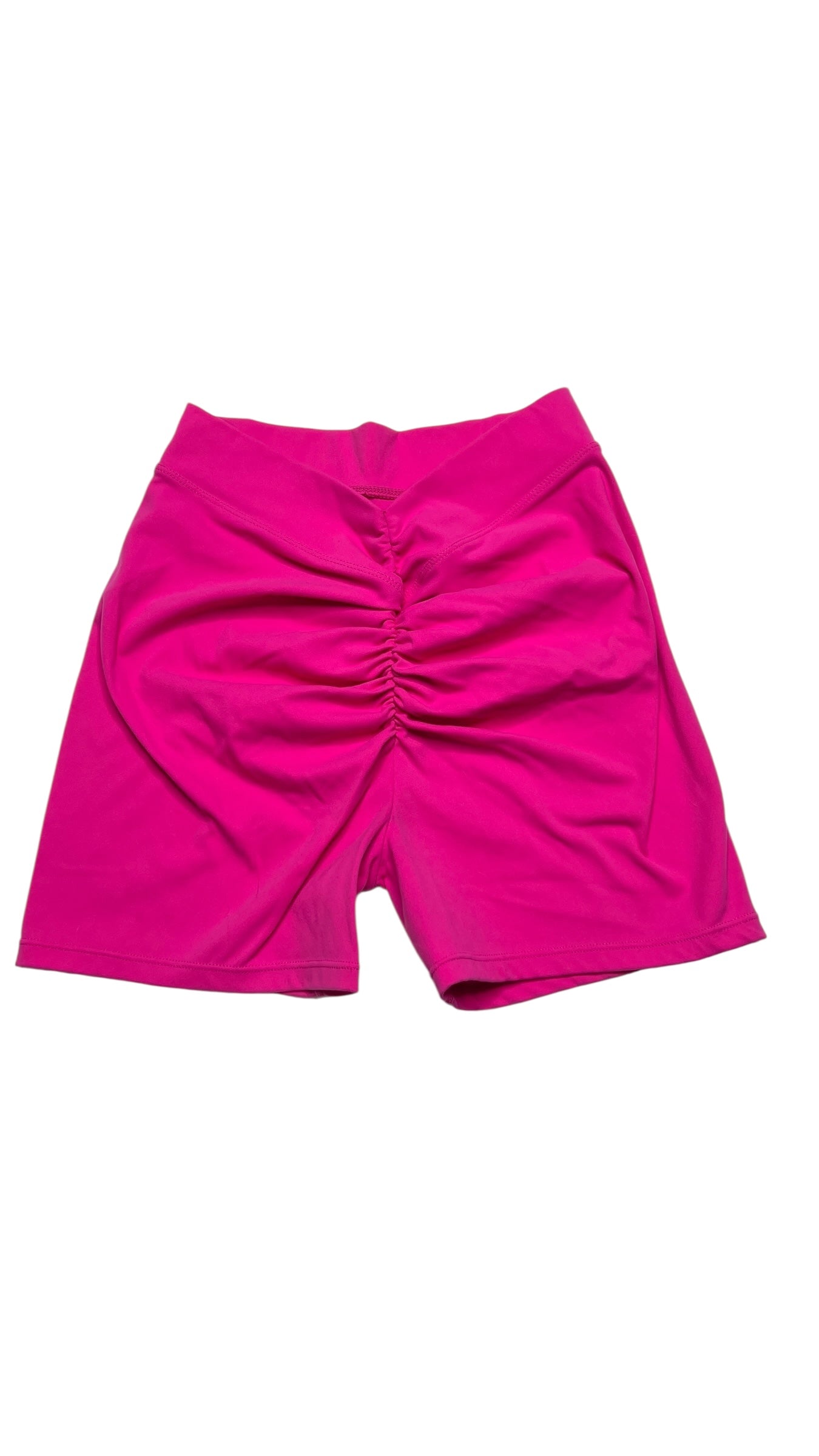 Hot Pink Ruched Biker Shorts