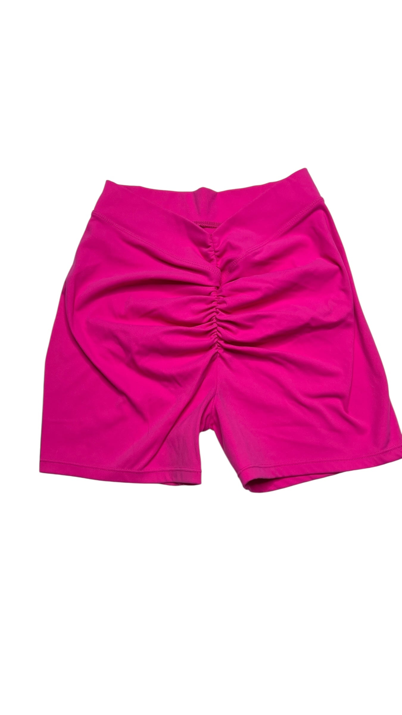 Hot Pink Ruched Biker Shorts