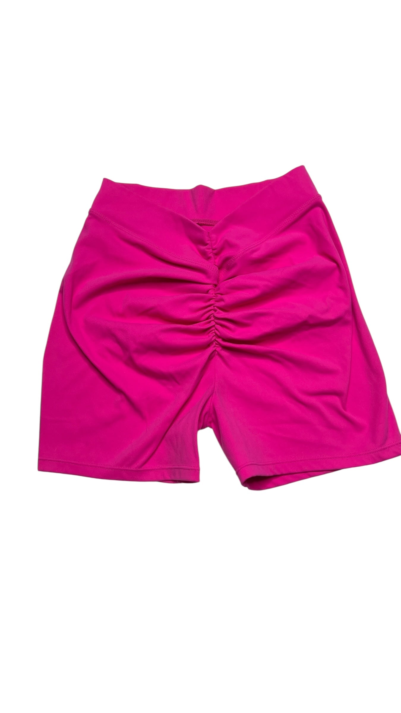 Hot Pink Ruched Biker Shorts