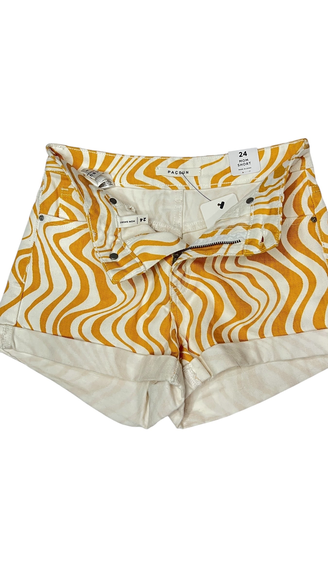 PacSun Yellow Wave Print Mom Shorts – Size 24