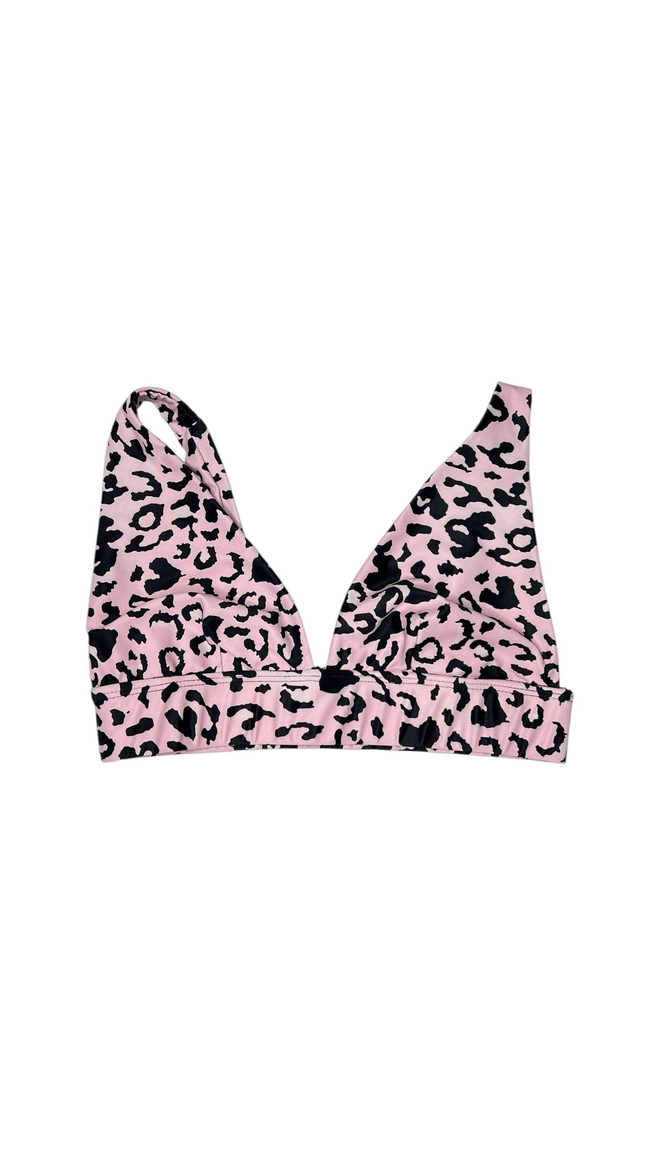 Pink Leopard-Print Triangle Sports Bra / Bralette – Size Small / Medium