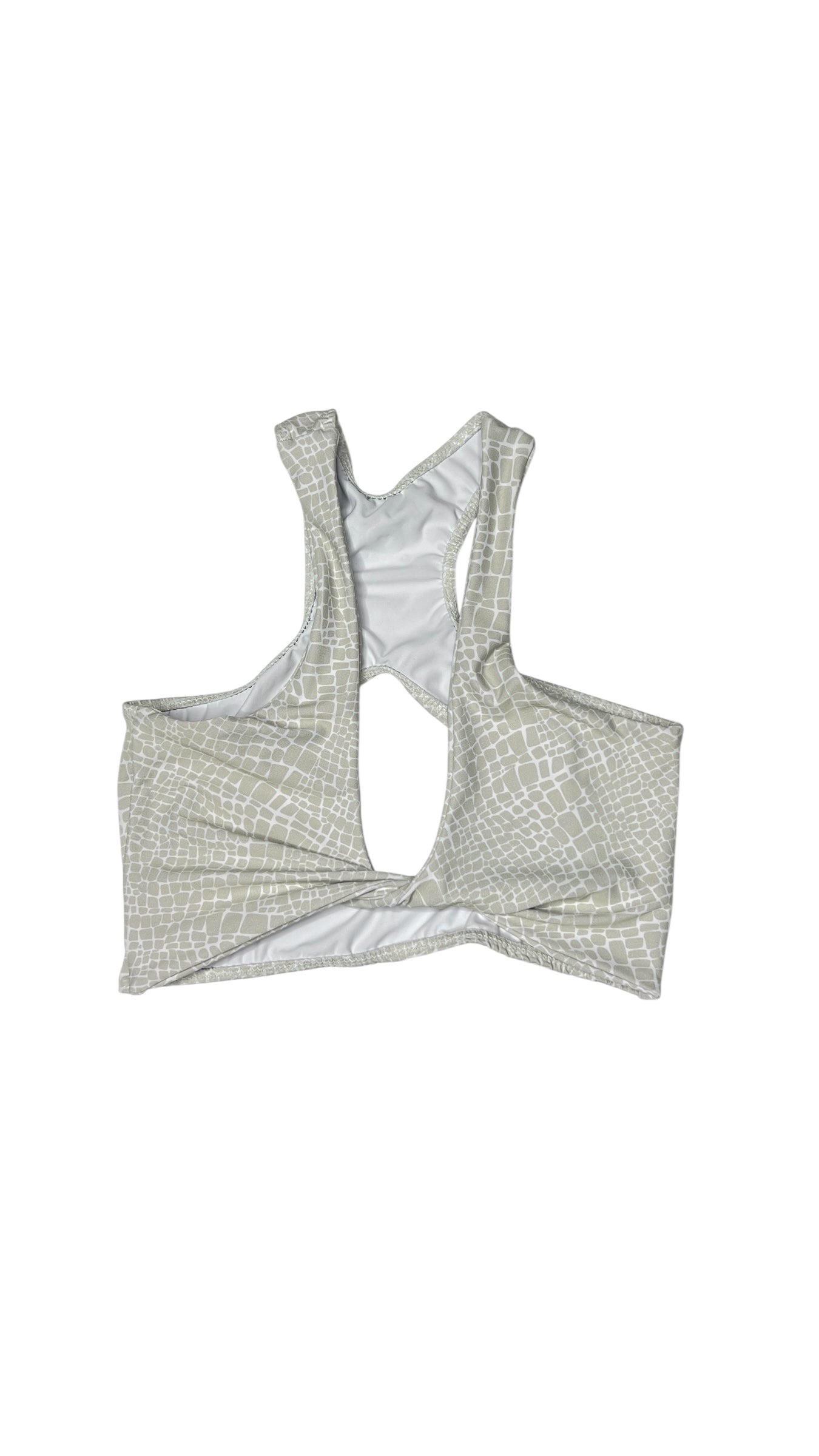 Croc-Print Cutout Racerback Sports Bra – Onyx USA – Size Medium