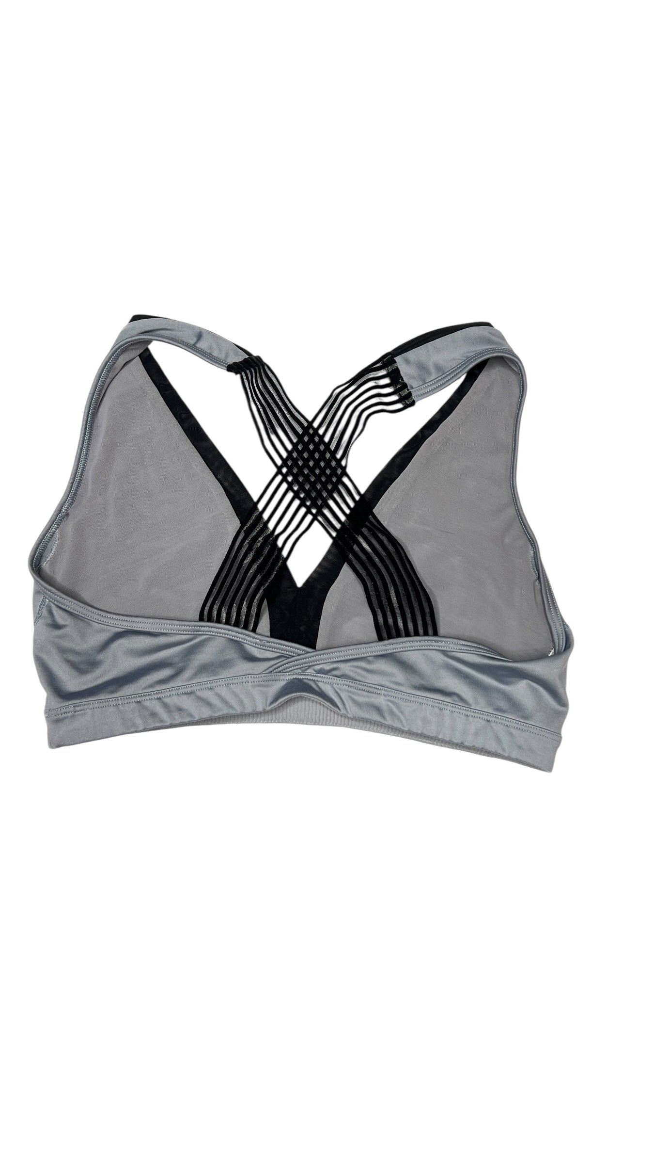 Gray & Black Mesh Strap Sports Bra – Size Medium