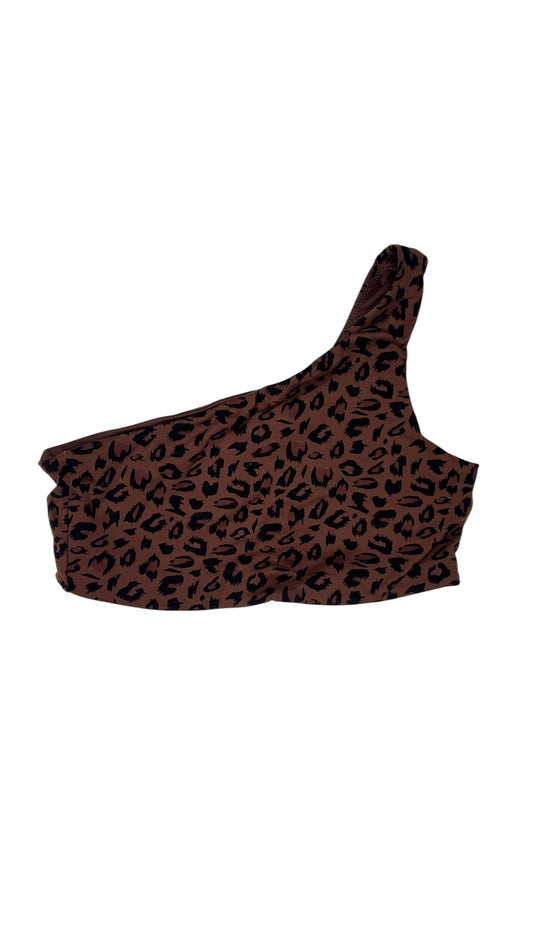 Ryderwear One-Shoulder Leopard Sports Bra – Brown/Black - Size Unmarked