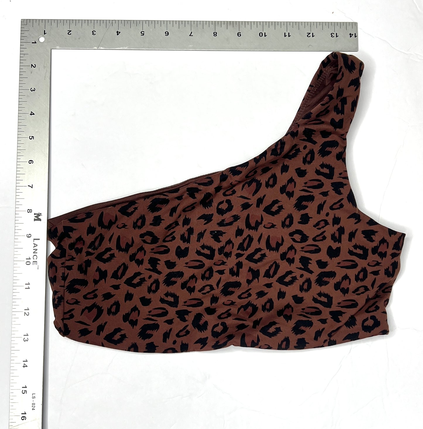 Ryderwear One-Shoulder Leopard Sports Bra – Brown/Black - Size Unmarked