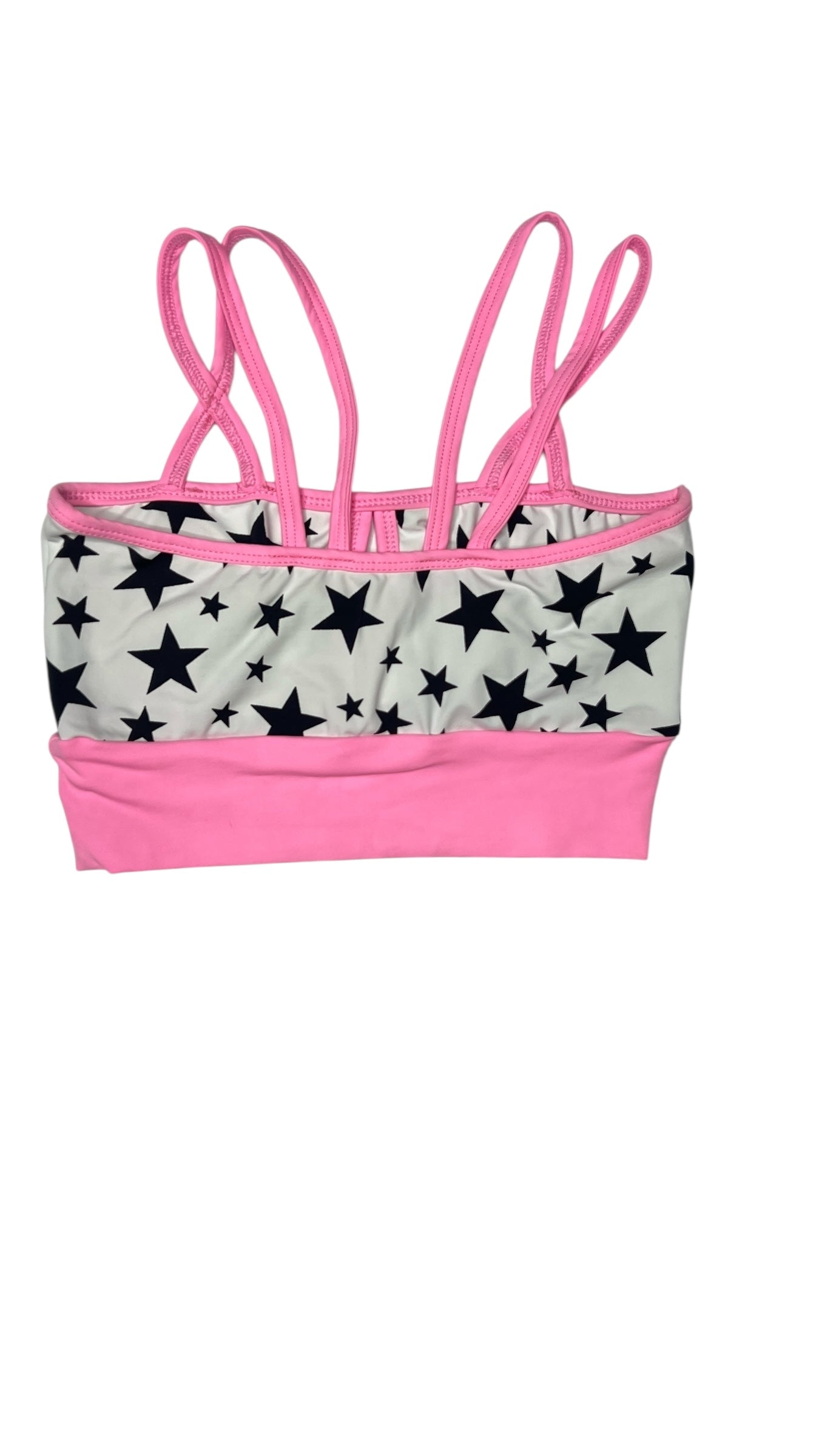 Pink & Star Print Strappy Sports Bra – Size Small