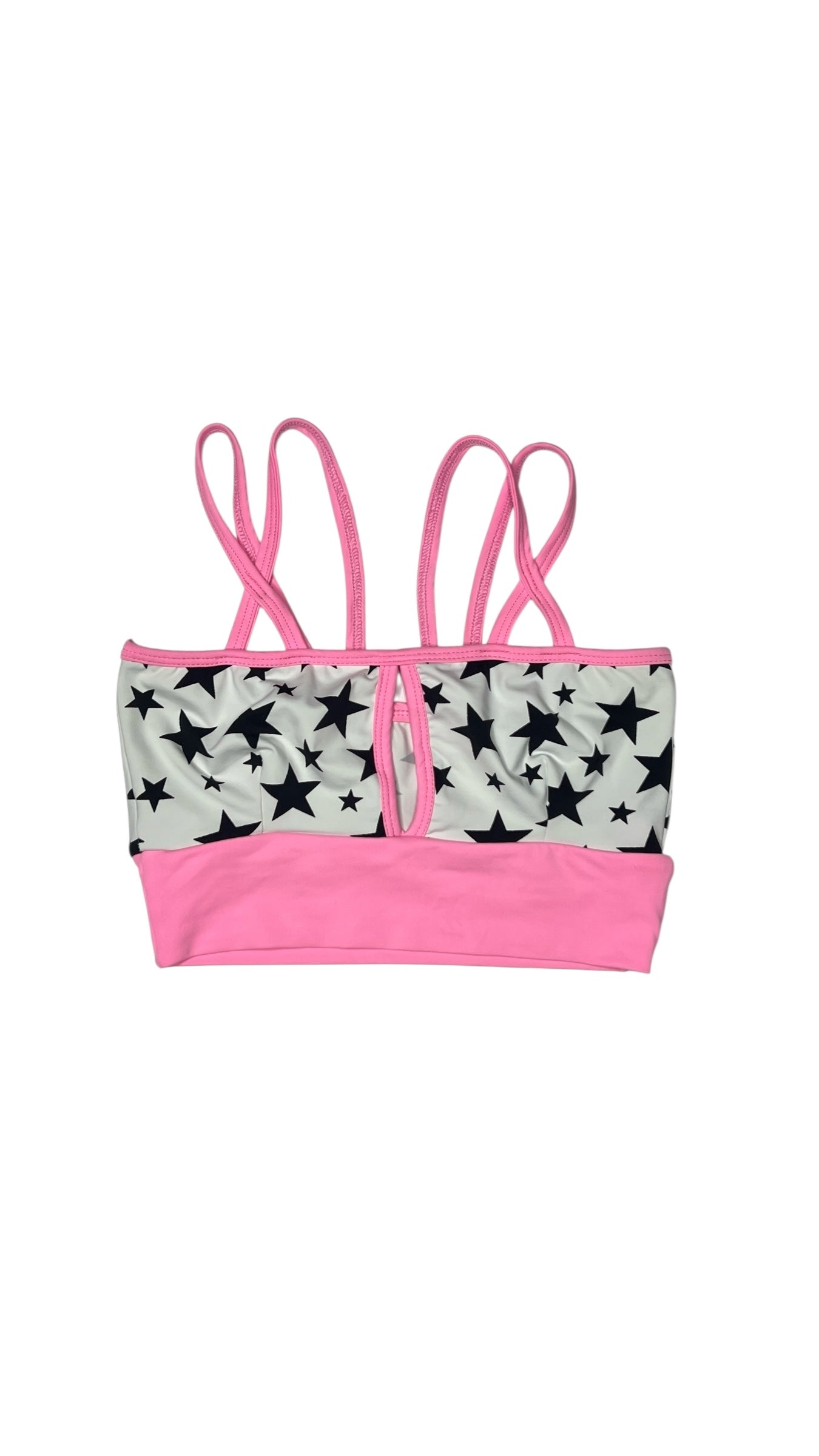 Pink & Star Print Strappy Sports Bra – Size Small
