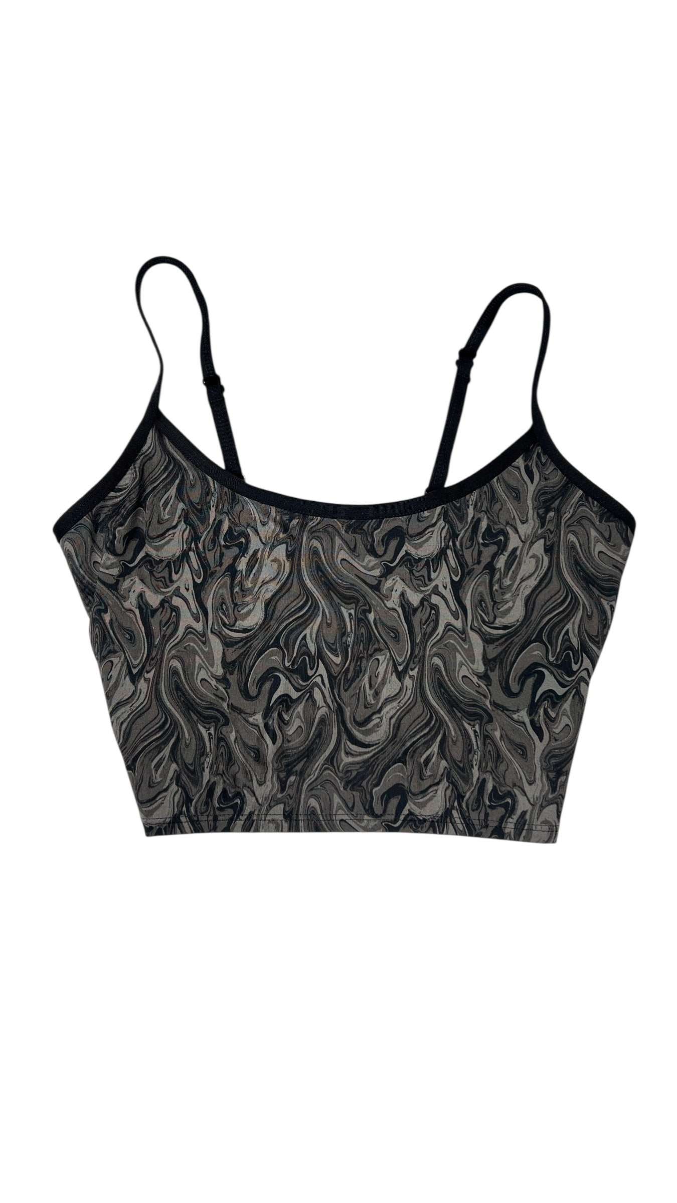 Swirled Marble-Print Strappy Sports Bra – Size Medium
