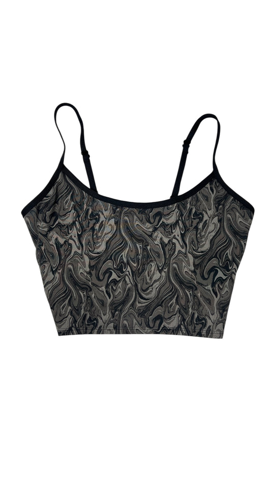 Swirled Marble-Print Strappy Sports Bra – Size Medium
