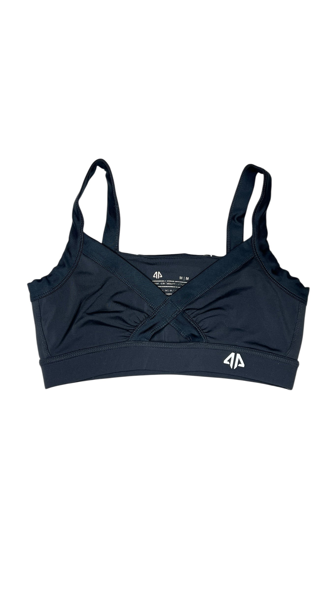 Alpha Performance Black Cross-Front Sports Bra – Size Medium