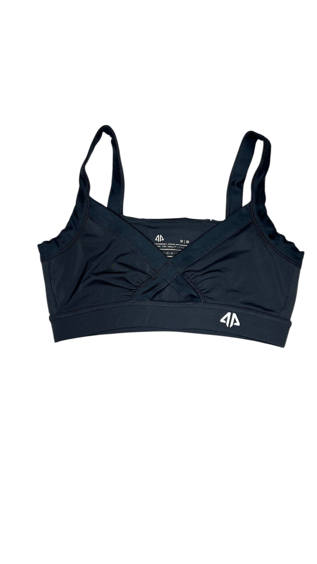 Alpha Performance Black Cross-Front Sports Bra – Size Medium