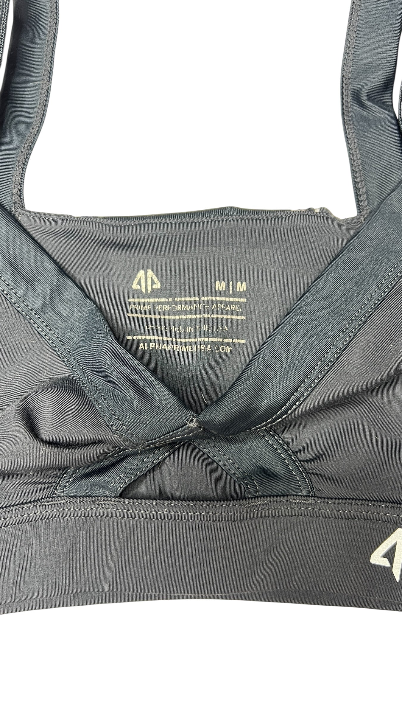 Alpha Performance Black Cross-Front Sports Bra – Size Medium