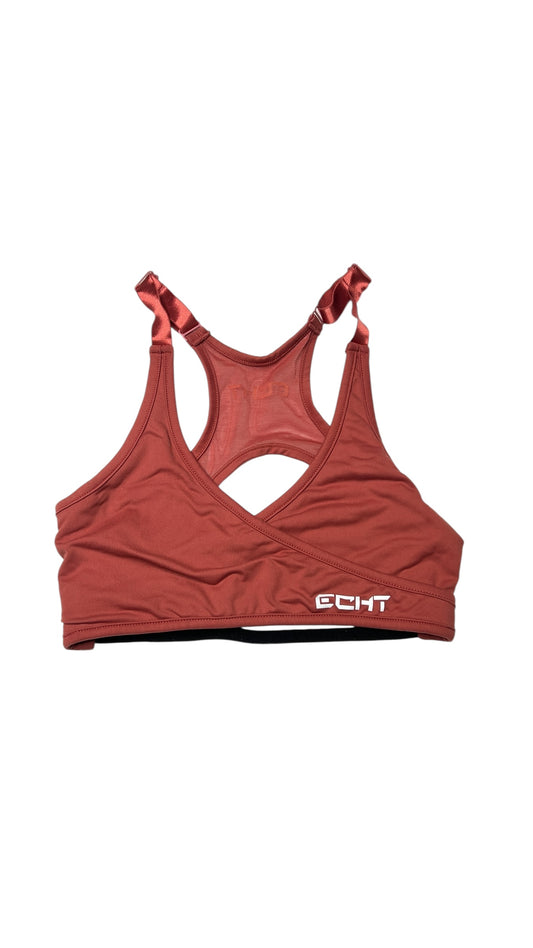 ECHT Rust Red Cross-Front Sports Bra – Adjustable Straps (Size Small)