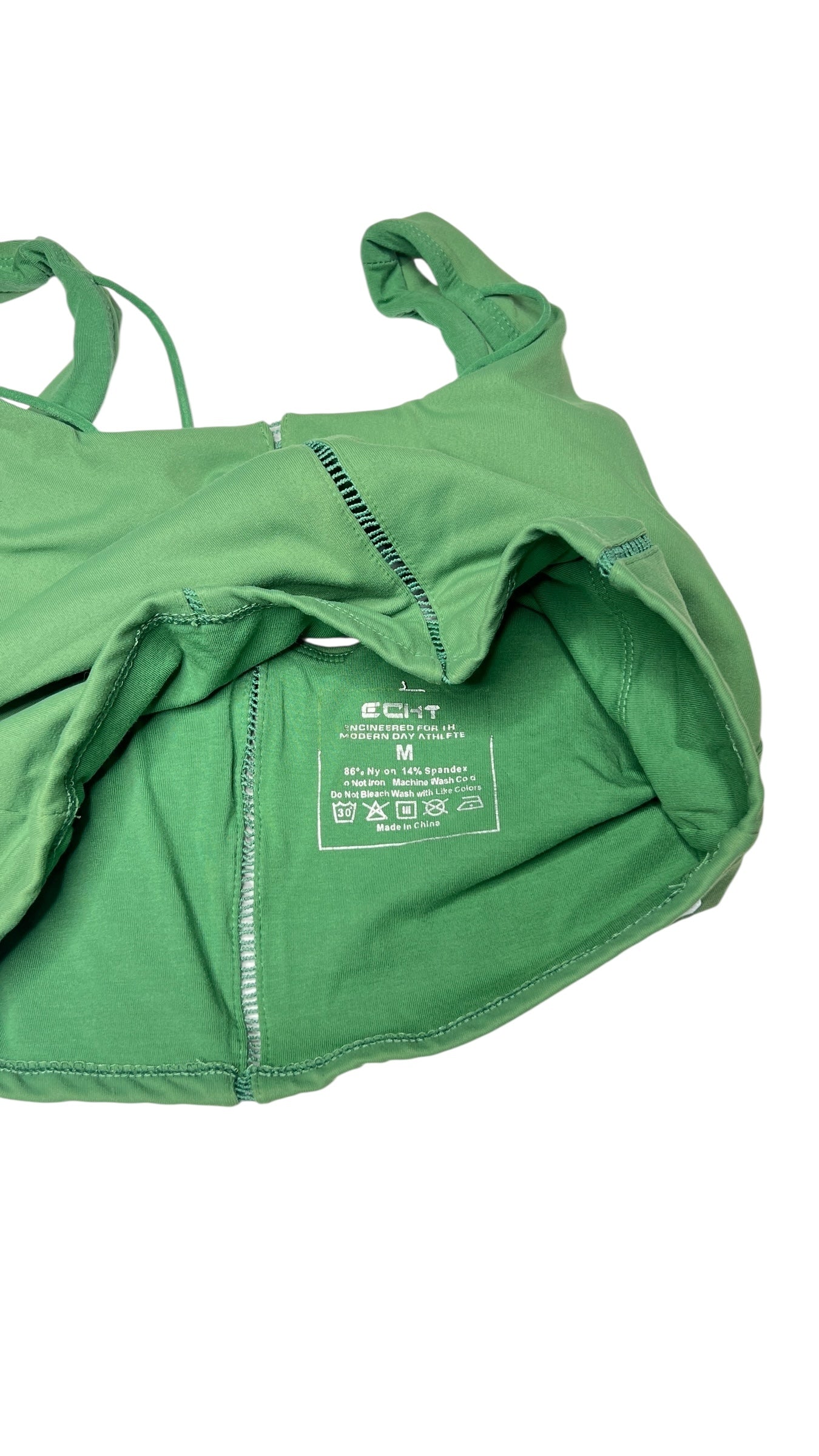ECHT Green Sports Bra – Strappy Back, Seam Detail (Size Medium)