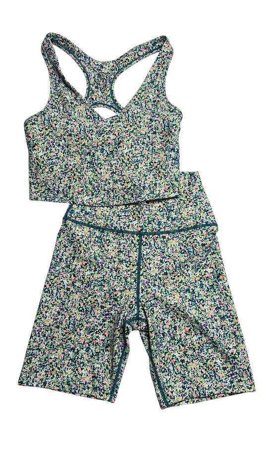 All in Motion Floral Sports Bra & Biker Shorts Set – Multicolor