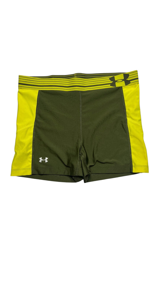 Under Armour Compression Shorts - Olive Green & Neon Yellow (Size Medium)