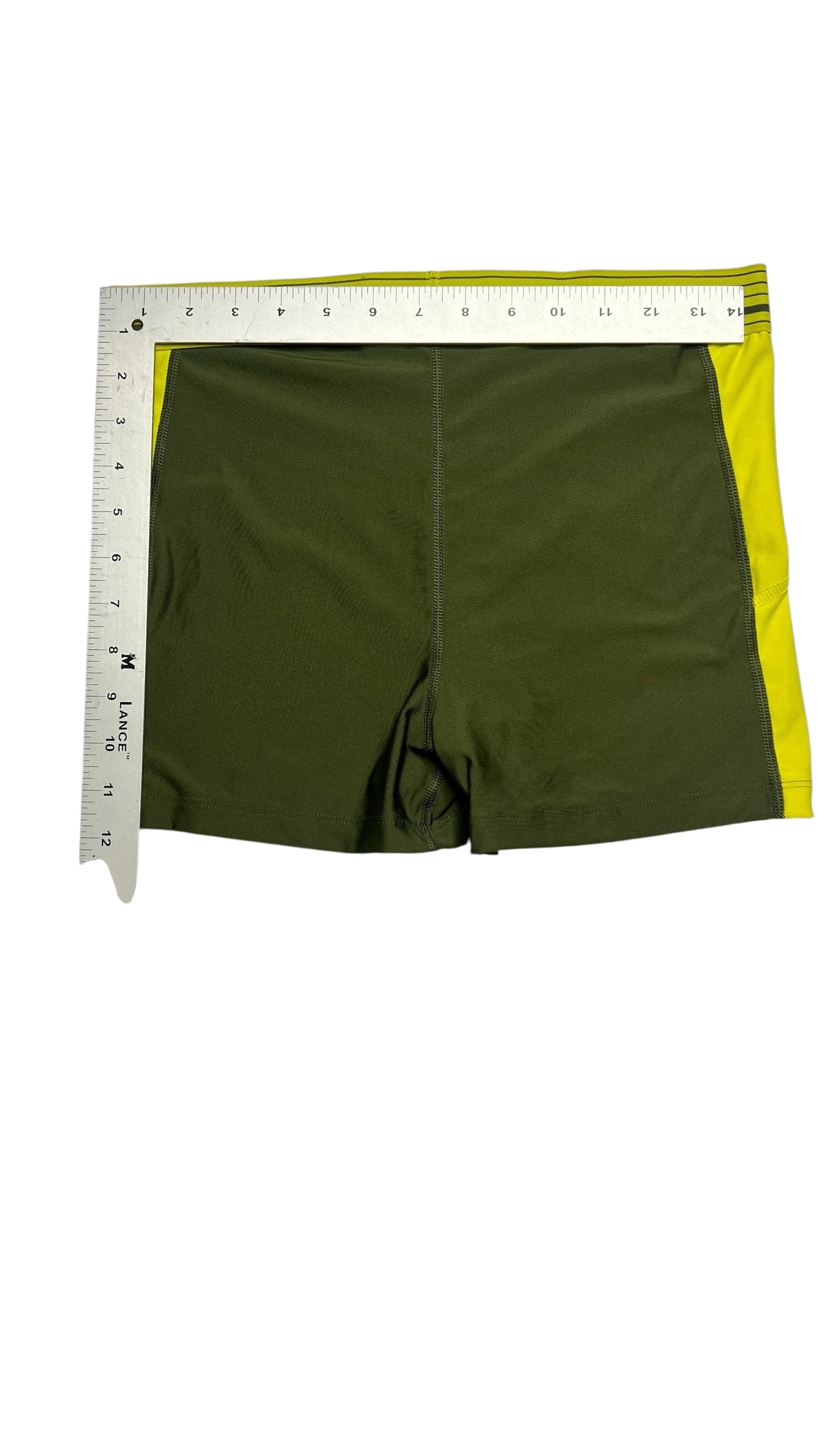 Under Armour Compression Shorts - Olive Green & Neon Yellow (Size Medium)