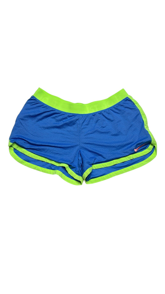 Nike Dri-FIT “Just Do It” Mesh Running Shorts – Blue & Neon Green | Size M