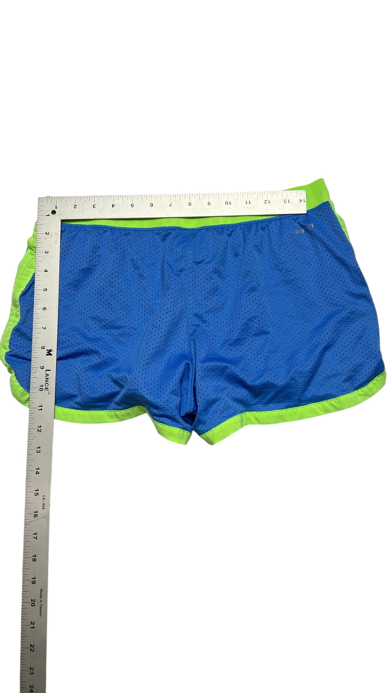 Nike Dri-FIT “Just Do It” Mesh Running Shorts – Blue & Neon Green | Size M