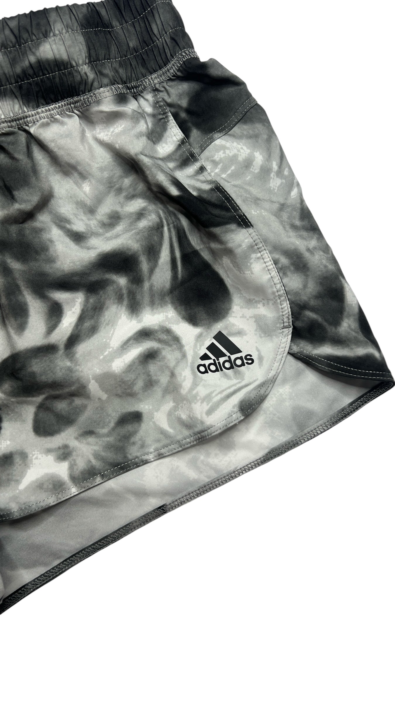 Adidas Black & Gray Tie-Dye Running Shorts – Size XS