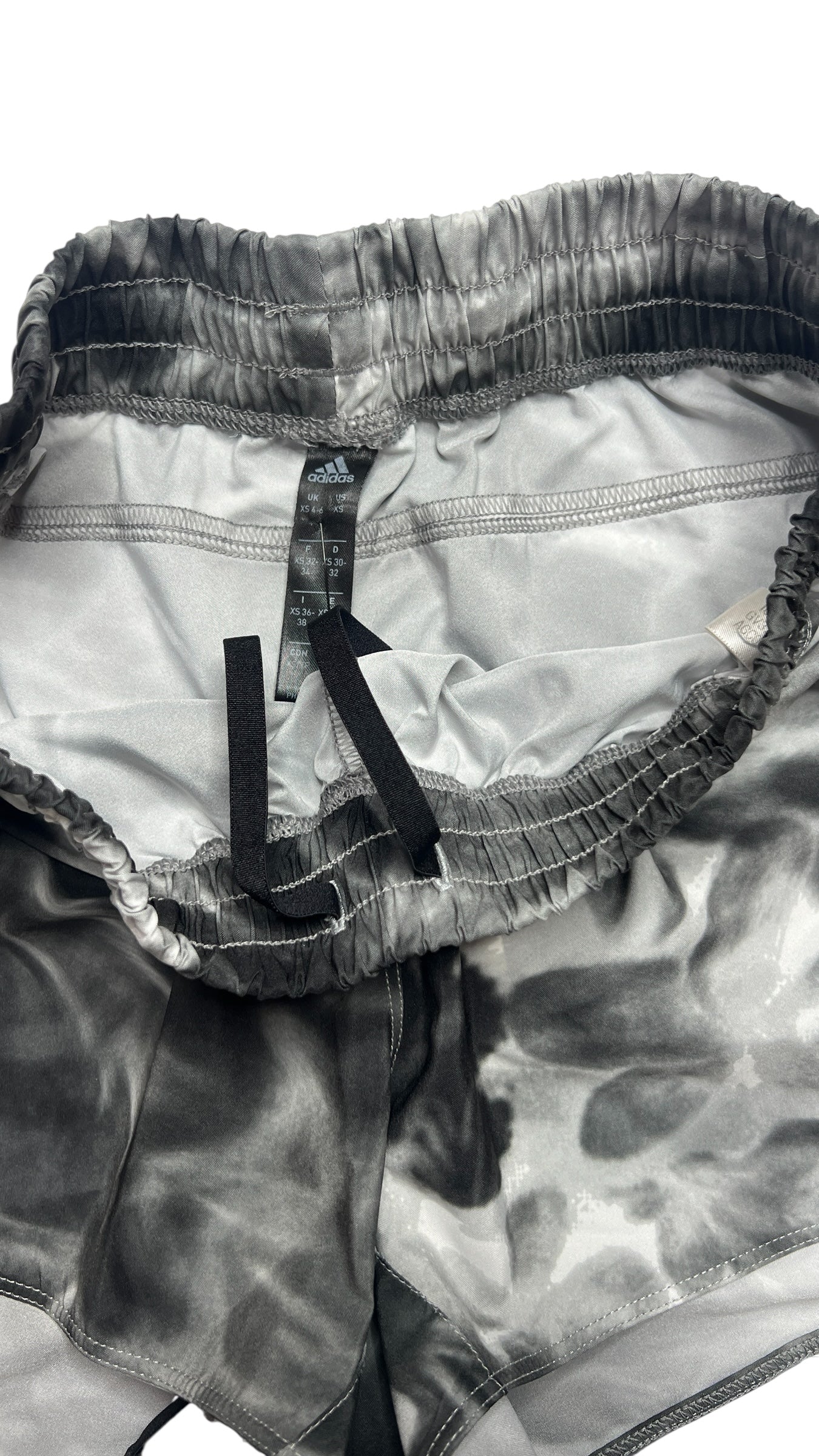Adidas Black & Gray Tie-Dye Running Shorts – Size XS