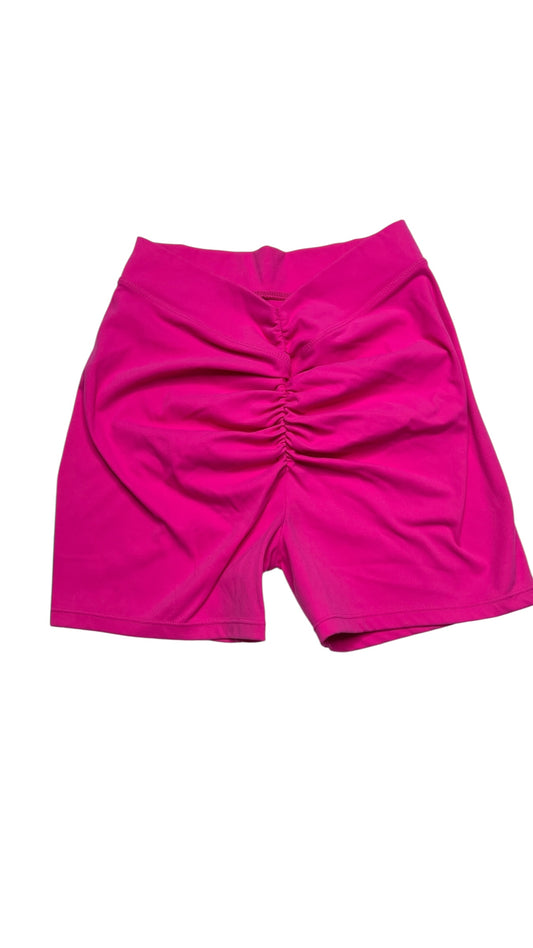 Hot Pink Ruched Biker Shorts