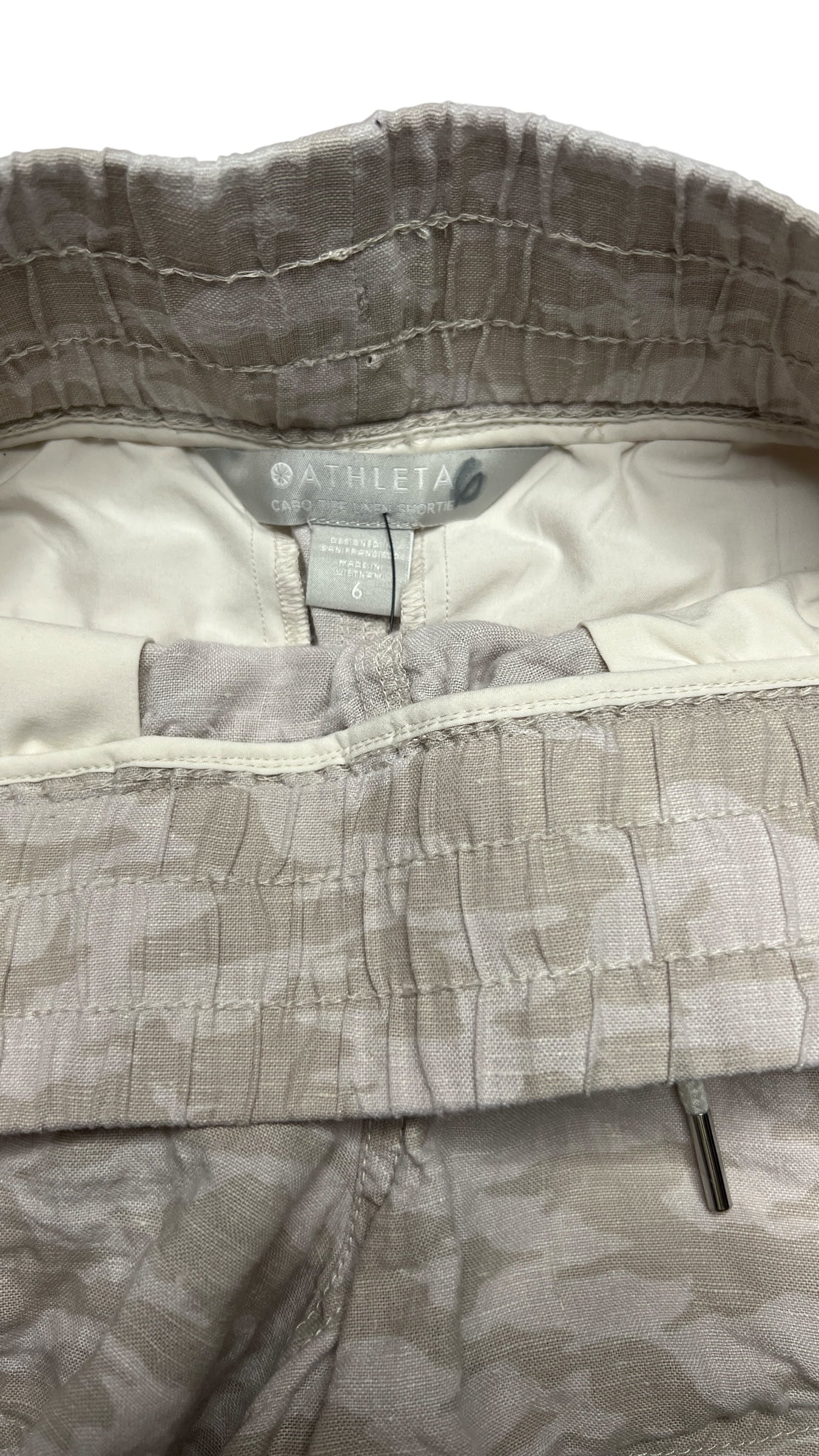 Athleta Cabo Linen Camo Shortie Shorts – Size 6
